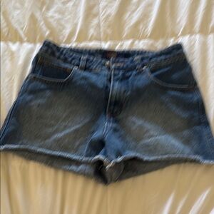 Cavalli Class Blue Jean Shorts with Distressed Details